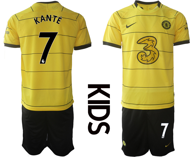 Youth 2021-2022 Club Chelsea away yellow #7 Soccer Jersey